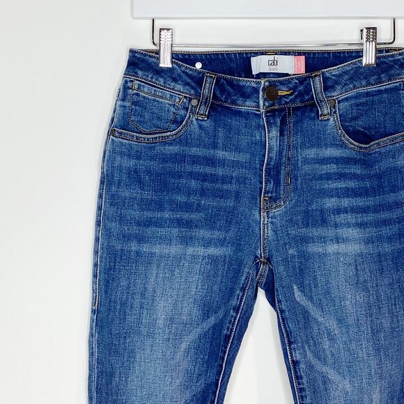 CAbi 5495 Womens Cropped High Straight Jeans Distressed Raw Hem Stretch Size 4 - Picture 2 of 9
